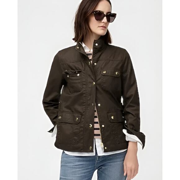 J.Crew Downtown Field Snap Zip Military Utility Jacket Olive Green Size M - Picture 1 of 9